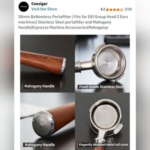 Mahogany Handle Stainless Steel Portafilter
